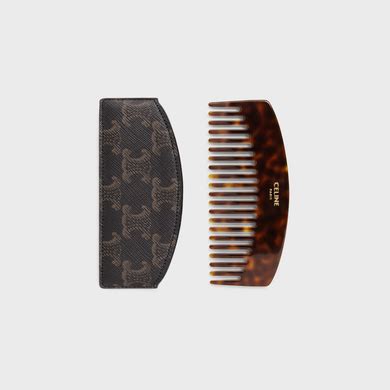 Curved hair comb with case in Triomphe Canvas